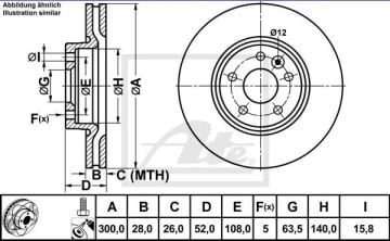 Volvo S60 Performanslı Ön Fren Diski 1.5 T3 152 Beygir 300 mm Çap 2010-2018 ATE POWER DISC