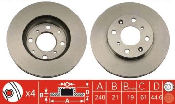 Honda Civic 6 Ön Fren Diski 1.4 ABS'siz 240 mm Çap 1996-2001 TRW