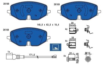 Volkswagen Golf 8 Ön Fren Balatası 1.5 eTSI 116 Beygir 2021 Sonrası ATE ORIGINAL