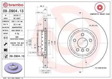 BMW 5 Serisi G30 Kasa 520d Ön Fren Diski Standart Paket 330mm Çap 2017-2023 BREMBO