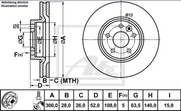 Volvo S80 Performanslı Ön Fren Diski 1.6 Dizel 300 mm 2007 Sonrası ATE POWER DISC