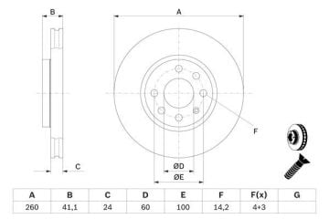 Opel Corsa C 1.4 Benzinli Ön Fren Diski 260 mm Çap 2001-2006 BOSCH
