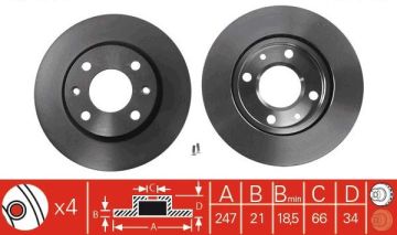 Peugeot 206 Ön Fren Diski 1.4 HDI / 1.6 Havalı Tip 247 mm Çap 1998-2006 TRW