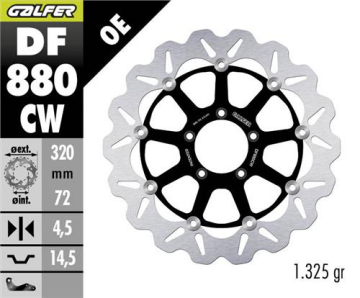 Ducati Panigale 899 Ön Fren Diski 320 mm 2013 ve Sonrası GALFER DALGALI HAREKETLİ ALÜMİNYUM DİSK