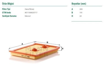 Volkswagen Golf 7 Hava Filtresi 1.4 TSI 125 Beygir 2013-2020 MANN