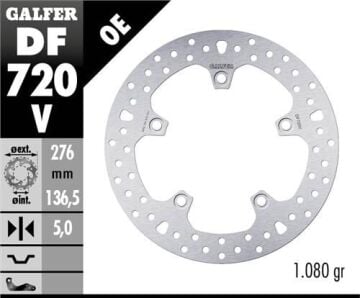 BMW R 1250 GS ADVENTURE Arka Fren Diski 276 mm 2019-2023 GALFER YUVARLAK SABİT DİSK