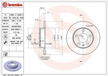 Seat Arona Arka Fren Diski 1.6 TDI 95 Beygir 232 mm Çap 2017 Sonrası BREMBO