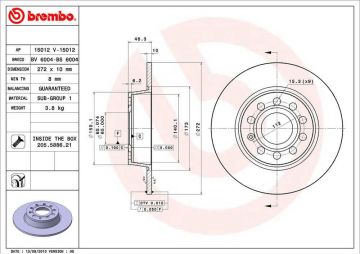 Volkswagen Jetta 4 Arka Fren Diski 1.2 TSI 105 Beygir 272 mm Çap 2011 Sonrası BREMBO