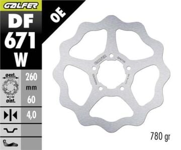Piaggio Medley 150 Ön Fren Diski 260 mm 2019 Sonrası GALFER DALGALI SABİT DİSK