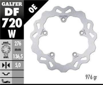 BMW R 1200 GS LC ADVENTURE Arka Fren Diski 276 mm 2013-2018 GALFER DALGALI SABİT DİSK