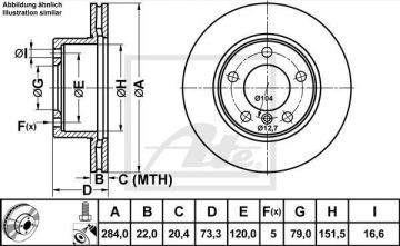 BMW 2 Serisi F22 218i Ön Fren Diski 1.5 Motor 136 Beygir 284 mm Çap 2014 Sonrası ATE ORIGINAL