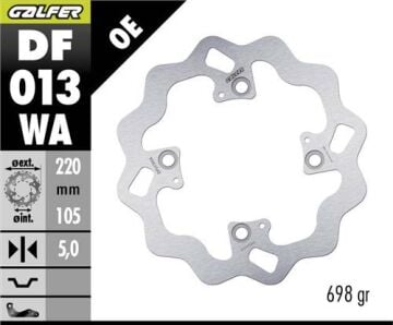 Honda CBR 1000 RR Arka Fren Diski 220 mm 2004-2005 GALFER DALGALI SABİT DİSK