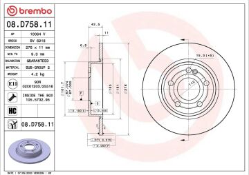 Mercedes A Serisi W177 Kasa A180d 1.5 116 Beygir Arka Fren Diski 276 mm Çap Standart Paket 2018 Sonrası BREMBO