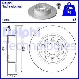 Audi A3 Arka Fren Diski 1.6 102 Beygir 255 mm Çap 2004-2013 DELPHI