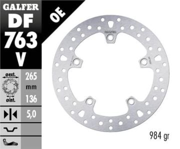BMW R 1200 GS ADVENTURE Arka Fren Diski 265 mm 2006-2012 GALFER YUVARLAK SABİT DİSK