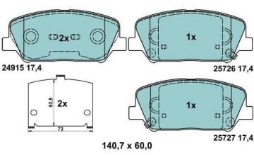 Hyundai i30 Performanslı Seramik Ön Fren Balatası 1.4 Benzinli 100 Beygir 300 mm Disk İçin 2012-2016 ATE SERAMİK