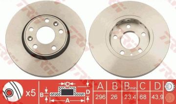 Renault Latitude Ön Fren Diski 1.5 dci / 2.0 dci 296 mm Çap 2011-2015 TRW