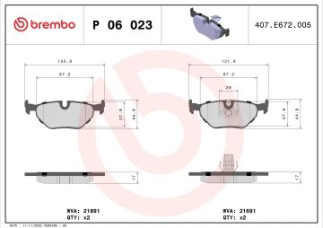 BMW 5 Serisi E39 530i/d Arka Fren Balatası 1996-2003 BREMBO
