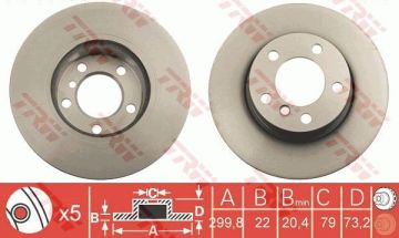 BMW 3 Serisi F30 Kasa 318d Ön Fren Diski 2.0 Dizel 150 Beygir 300 mm Çap 2012-2019 TRW