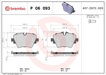 BMW X3 Serisi G01 20d xDrive Ön Fren Balatası 2018 ve Sonrası BREMBO