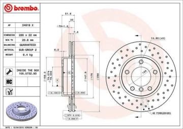 BMW 3 Serisi E46 320i Performanslı Ön Fren Diski 170 Beygir 286 mm Çap Delikli 1999-2005 BREMBO XTRA