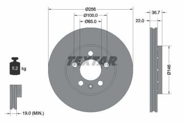 Skoda Fabia Ön Fren Diski 1.0 75 Beygir 256 mm Çap 2006-2015 TEXTAR