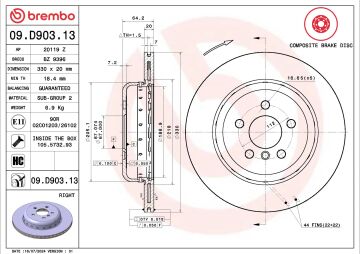BMW 5 Serisi G30 Kasa 520i Arka Fren Diski Standart Paket 330mm Çap 2017-2023 BREMBO