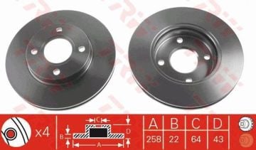 Ford Fiesta 6 Ön Fren Diski 258 mm Çap 2009-2017 TRW