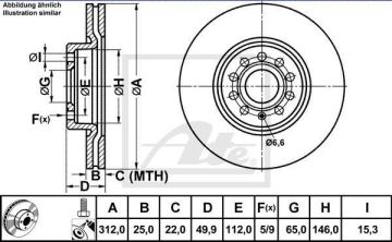 Skoda Octavia RS Ön Fren Diski 2.0 TFSI 312 mm Çap 2004-2012 ATE ORIGINAL