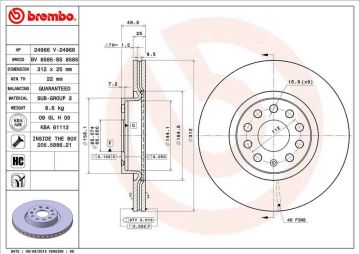 Volkswagen Passat CC Ön Fren Diski 1.8 TSI 312 mm 2008-2012 BREMBO