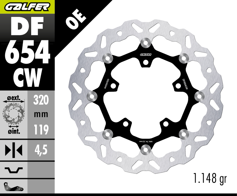 CF Moto 450 MT Ön Fren Diski 320 mm 2024 ve Sonrası GALFER DALGALI HAREKETLİ ALÜMİNYUM DİSK
