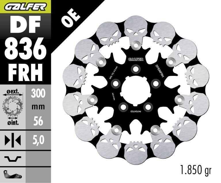 Harley Davidson Road King Flhr Arka Fren Diski 300 mm 2019 2022 Arası GALFER DALGALI HAREKETLİ ALÜMİNYUM DİSK KURU KAFA SKULL DESIGN