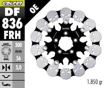Harley Davidson Road King Flhr Arka Fren Diski 300 mm 2019 2022 Arası GALFER DALGALI HAREKETLİ ALÜMİNYUM DİSK KURU KAFA SKULL DESIGN