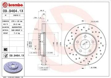 Ford Focus 2 Performanslı Ön Fren Diski 278 mm Çap Delikli 2005-2011 BREMBO XTRA