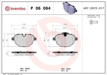 BMW 5 Serisi F10 525d/xd Arka Fren Balatası 2011-2016 BREMBO