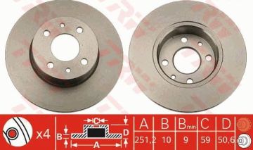 Fiat Stilo Arka Fren Diski 1.6 16V 251 mm Çap TRW