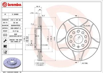 Seat Ateca Performanslı Ön Fren Diski 312 mm Çap Çizgili Tip 2016 Sonrası BREMBO MAX