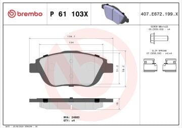 Opel Crossland X Performanslı Ön Fren Balatası 1.2 Turbo 130 Beygir 2017 Sonrası BREMBO XTRA