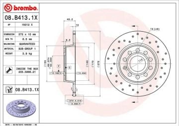 Volkswagen Golf 8 Performanslı Arka Fren Diski 1.5 eTSI 150 Beygir 272 mm Çap Delikli 2021 Sonrası BREMBO XTRA
