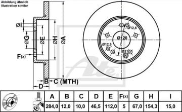 Mercedes E Serisi 124 Kasa Ön Fren Diski 284 mm Dolu ATE