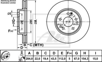 Mercedes E Serisi 124 Kasa Ön Fren Diski 284 mm Havalı ATE