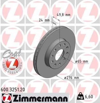 Seat Leon 3 Ön Fren Diski 1.6 TDI 105 Beygir 276 mm Çap 2013-2020 ZIMMERMANN