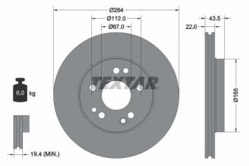 Mercedes E Serisi 124 Kasa Ön Fren Diski 284 mm Havalı TEXTAR