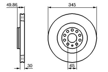 Volkswagen Golf 6 R Ön Fren Diski 345 mm Çap 2009-2012 BOSCH