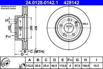 Mercedes CLS Serisi 219 Kasa CLS320 CDI Ön Fren Diski Havalı 312 mm Çap 2005-2011 ATE ORIGINAL