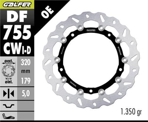 BMW S 1000 XR Ön Fren Diski 320 mm Sol 2020 Sonrası GALFER DALGALI HAREKETLİ ALÜMİNYUM DİSK