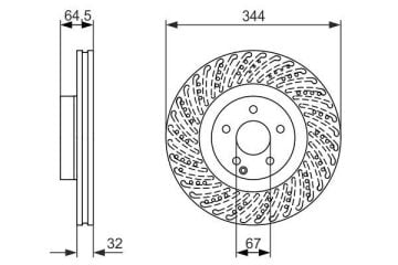 Mercedes E Serisi W212 Kasa E350 CDI Ön Fren Diski 3.0 265 Beygir AMG Spor Paket 4x2 Delikli 344 mm Çap 2009-2015 BOSCH