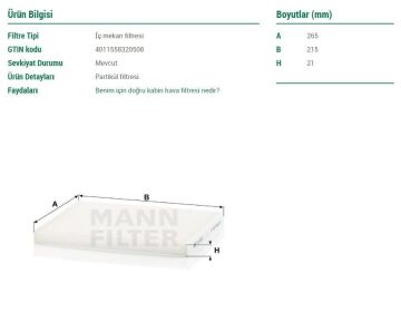 Opel Corsa D Polen Filtresi 1.3 CDTI 75 Beygir 2006-2014 MANN