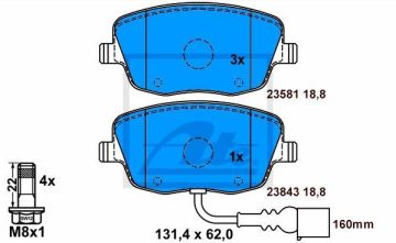 Skoda Roomster Ön Fren Balatası 15'' Sistem 288 mm Disk İçin 2006-2015 ATE ORIGINAL