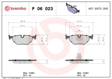 BMW 5 Serisi E39 523i Arka Fren Balatası 1996-2003 BREMBO